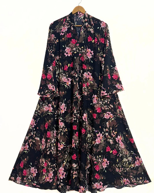 Roseveil Front Open Long Flair Abaya