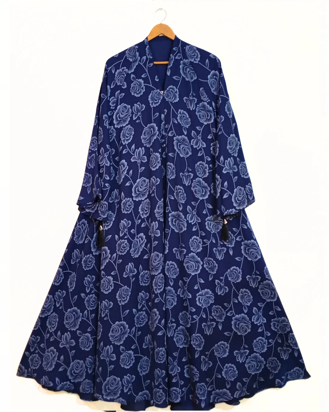 Ocean Flower Front Open Printed Nidha Abaya