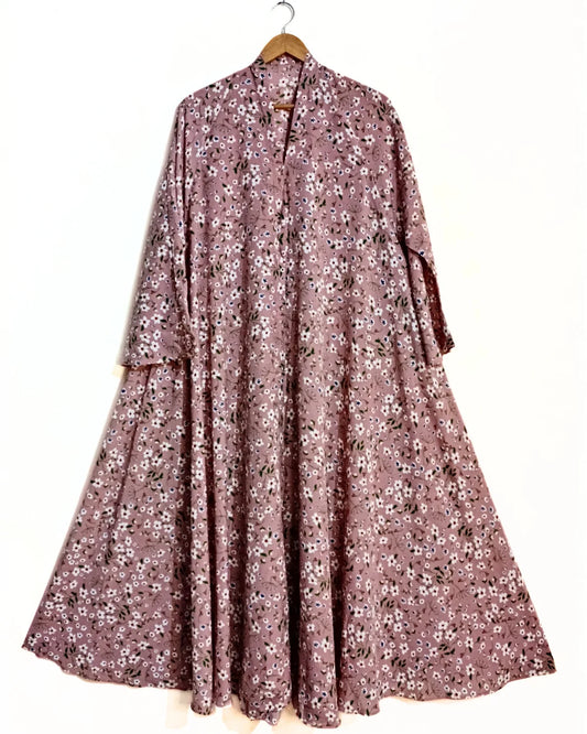 Blush Meadow Front Open Long Flair Abaya