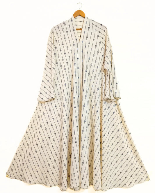 Pearl Chain Front Open Long Flair Abaya