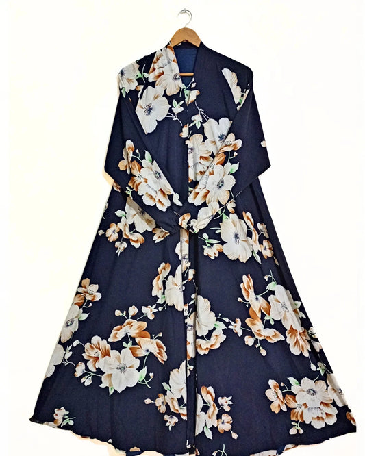 Moonlight Garden Front Open Long Flair Abaya