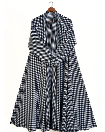 Graphite Check Front Open Long Flair Abaya