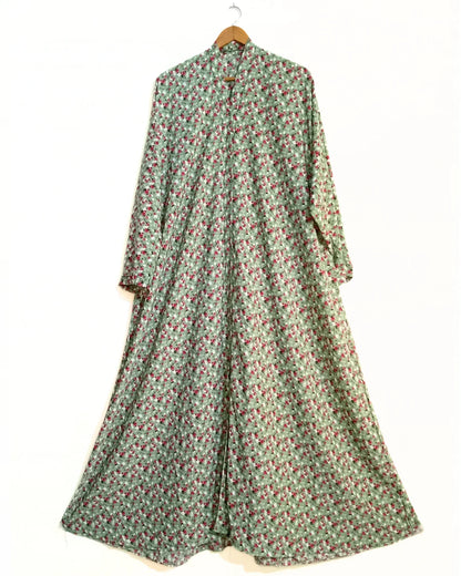 Mint Blossom Front Open Abaya