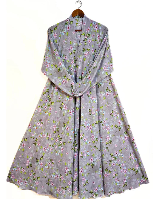 Spring Garden Front Open Long Flare Abaya