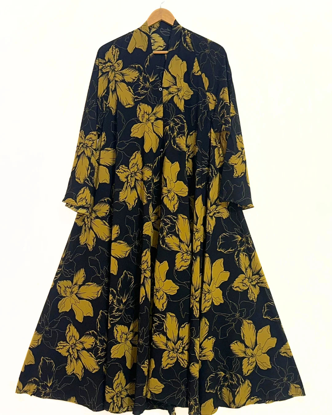 Golden Ivy Front Open Long Flair Abaya