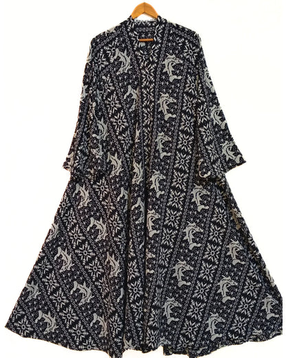 Frost Pattern Front Open Long Flair Abaya