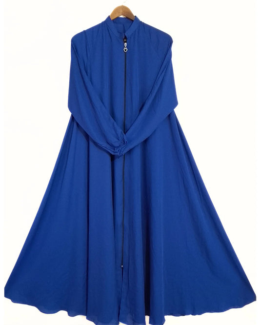 Zipper Style Abaya-Blue Colour