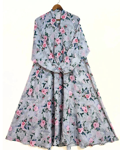 Roseline Front Open Long Flair Abaya