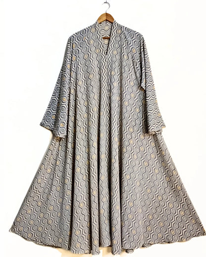 Eclipse Pattern Front Open Long Flair Abaya
