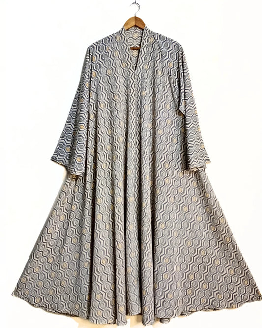Eclipse Pattern Front Open Long Flair Abaya