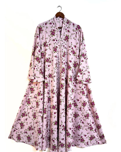 Pink Rose Front Open Long Flair Abaya