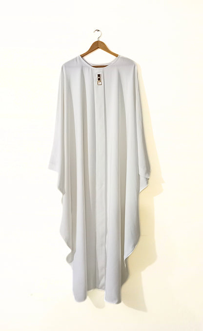 Noor Alaya – Pearl White Front Closed Kaftan Abaya